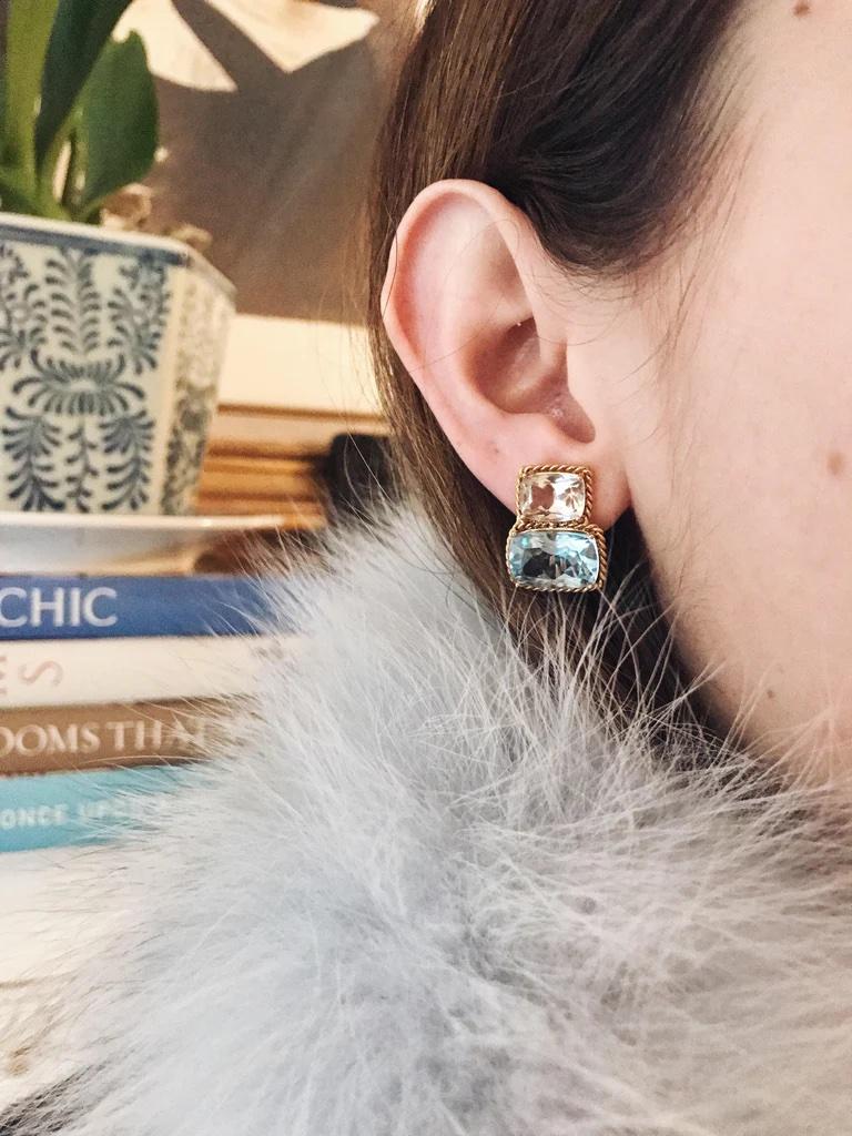 Mother Of Pearl Drop Earrings with Twisted Gold Detail For Sale 1