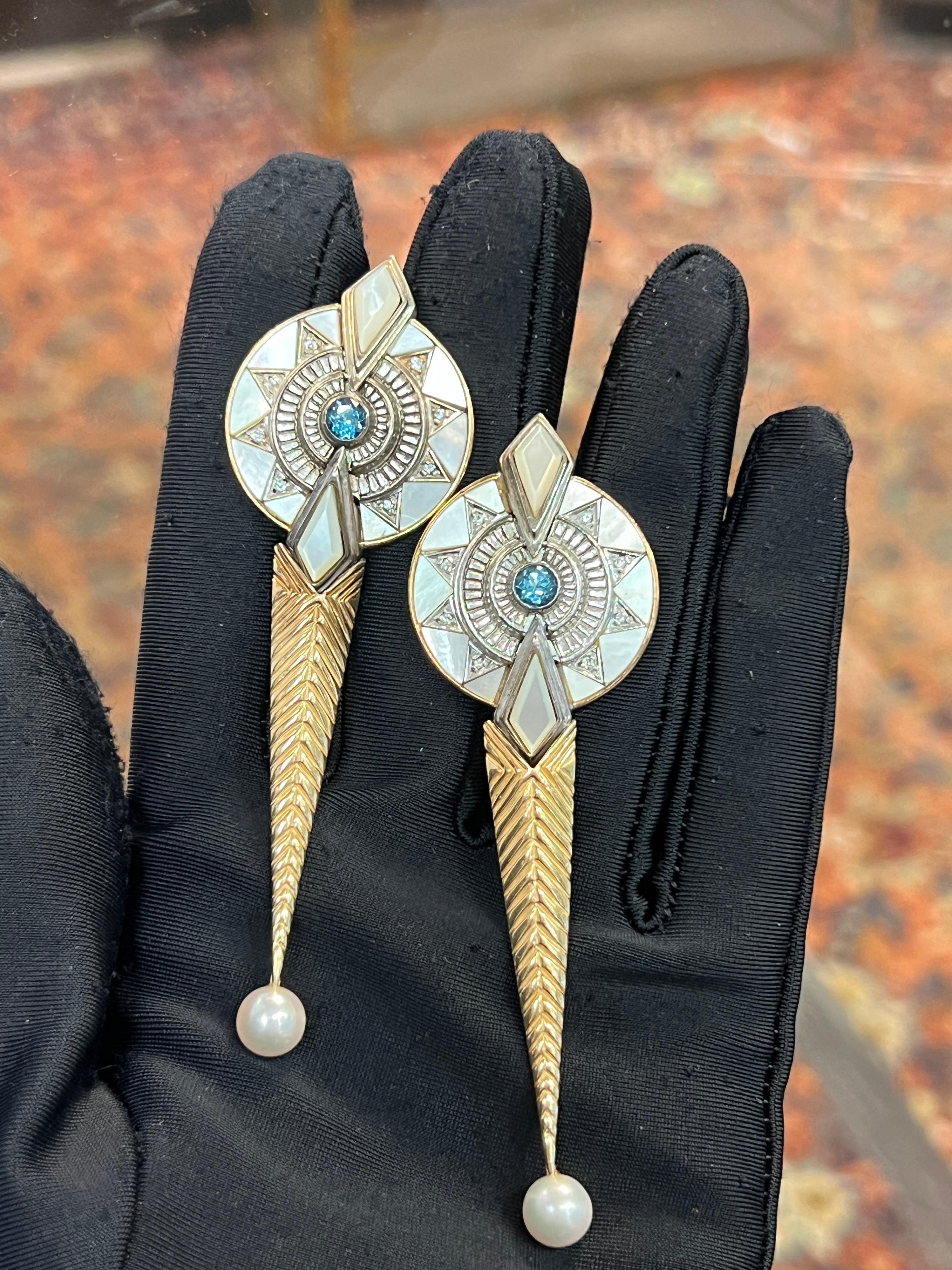 Round Cut Mother of Pearl Earrings For Sale
