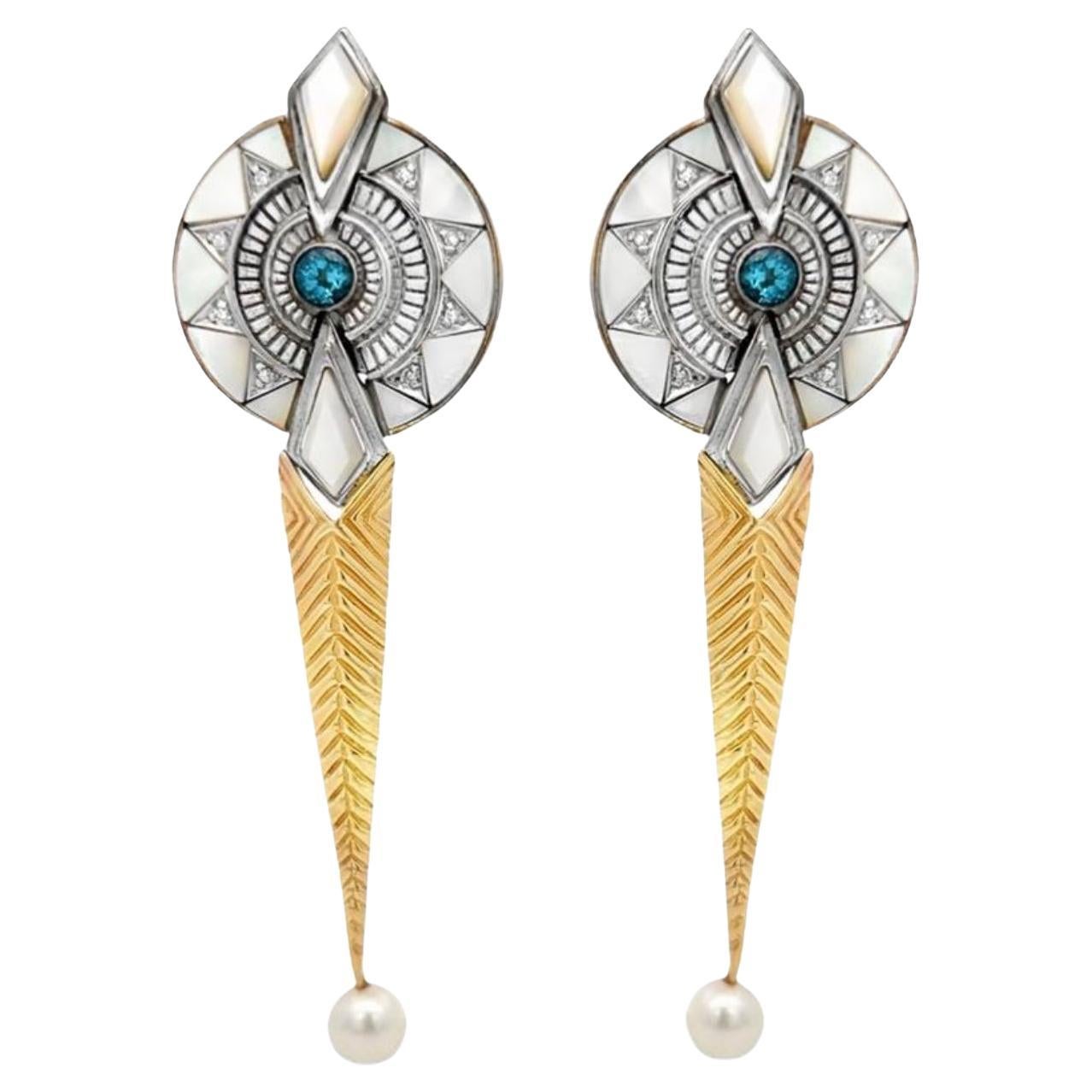 Mother of Pearl Earrings For Sale