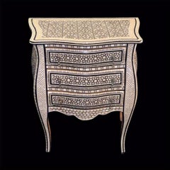 Mother of Pearl Egyptian Style Curving Wood Sidetable