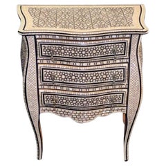 Mother of Pearl Egyptian Style Curving Wood Sidetable