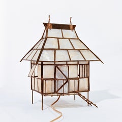 Madreperla. Lampada da tavolo esotica fatta a mano, Indonesia, anni '50