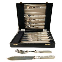 Antique Mother-of-Pearl Fish Set, 6 Settings