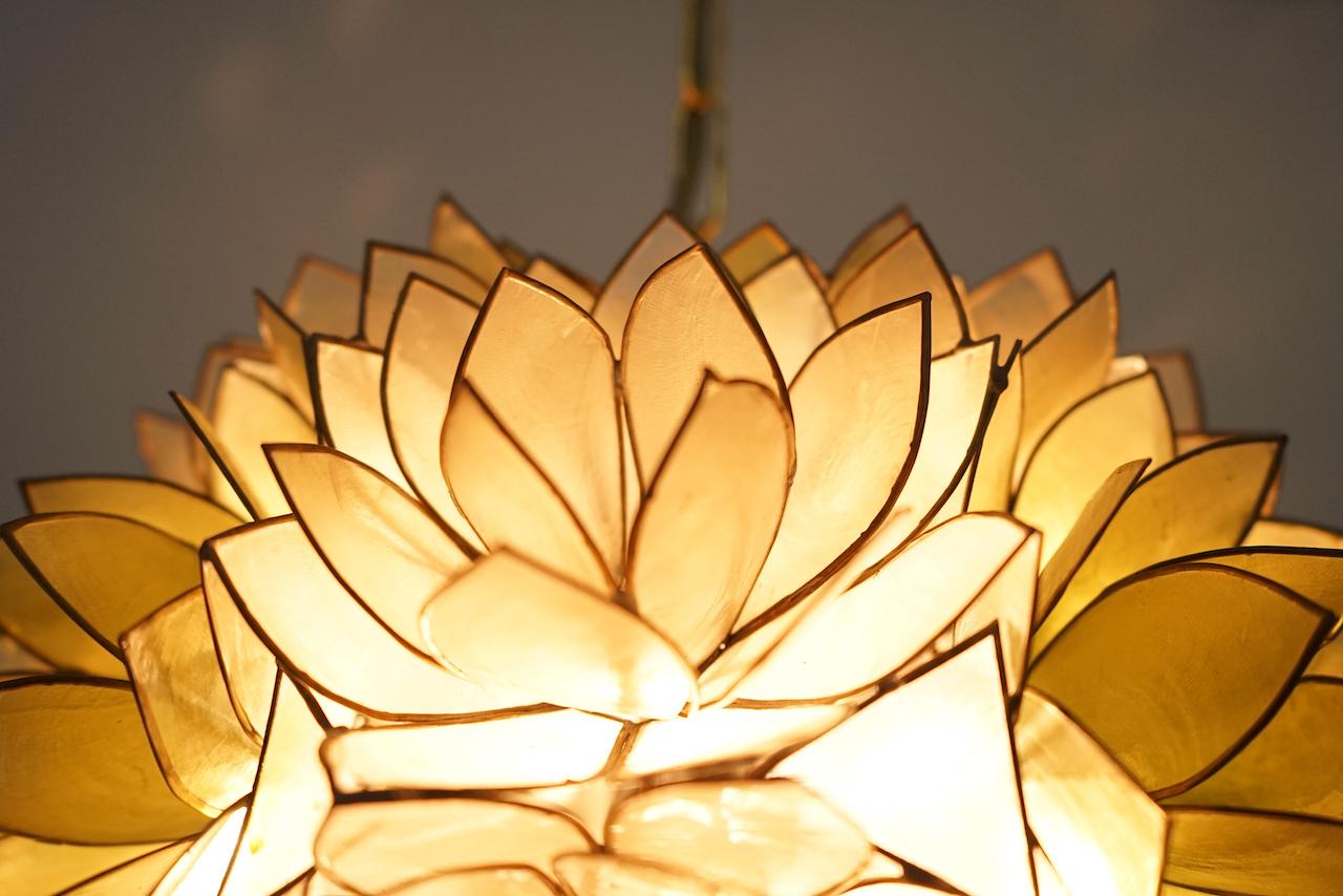 Mother-of-Pearl Mother of Pearl Flower Pendant Lamp, France, 1970s