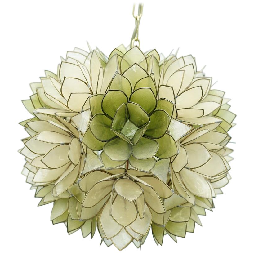 Mother of Pearl Flower Pendant Lamp, France, 1970s