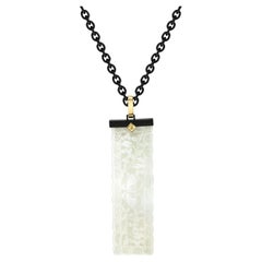 Mother-of-Pearl Gaming Chip Necklace with Blackened Silver, Steel and 18k Gold