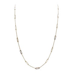 Mother of Pearl Gem Yellow Gold Link Chain Necklace