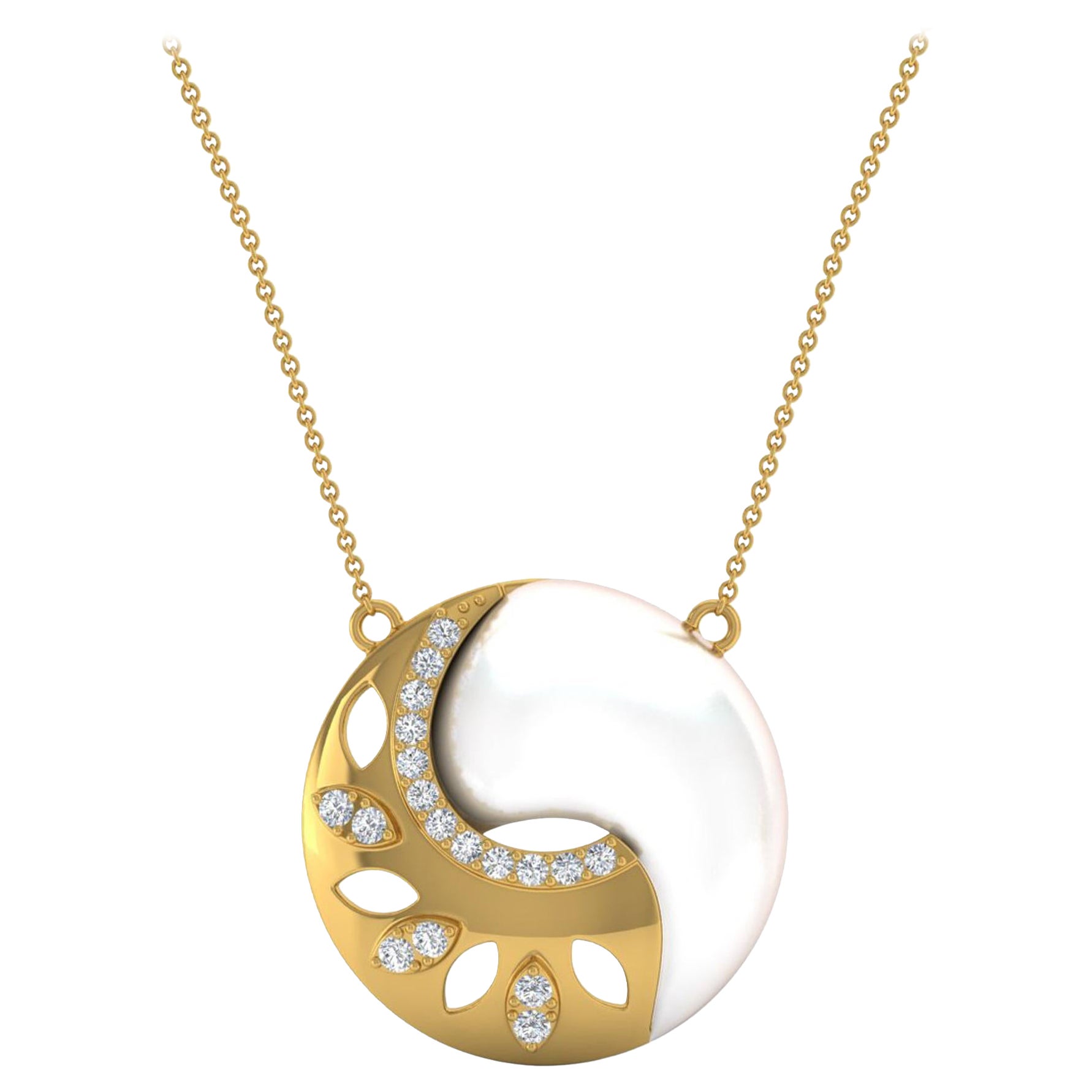 Collier à breloques en or jaune 14k avec diamants en nacre et pierres précieuses Bijoux artisanaux