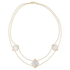 Collana di charme con pietre preziose Madreperla Diamante Oro Rosa 18 Carati