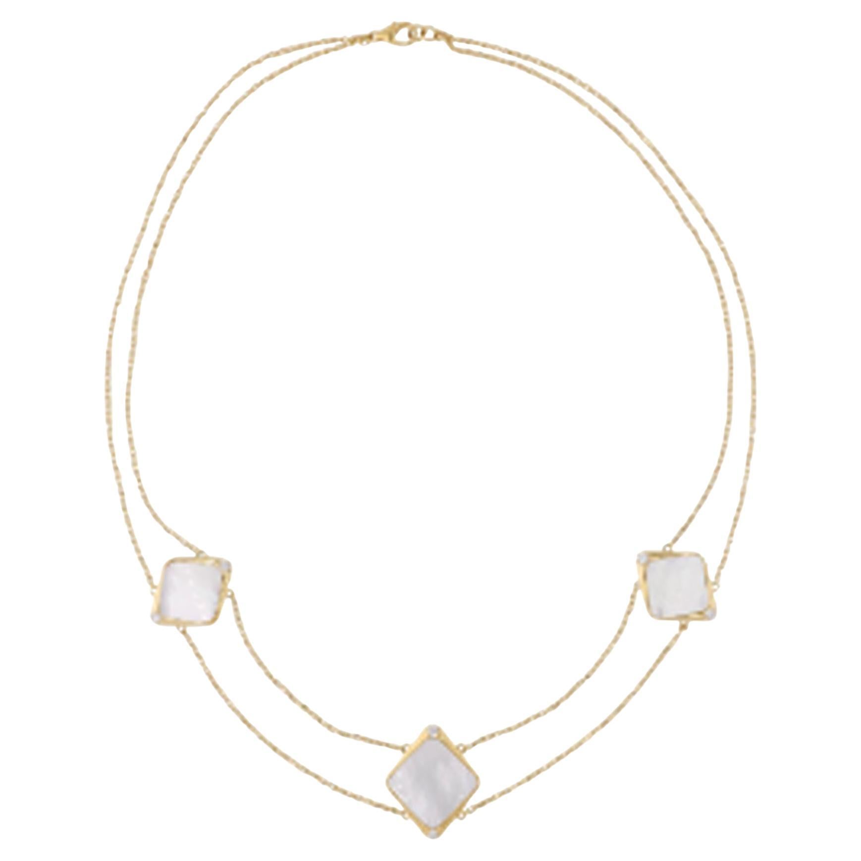 Collier breloques en or rose 18 carats avec pierres précieuses et diamants