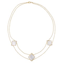 Collier breloques en or rose 18 carats avec pierres précieuses et diamants