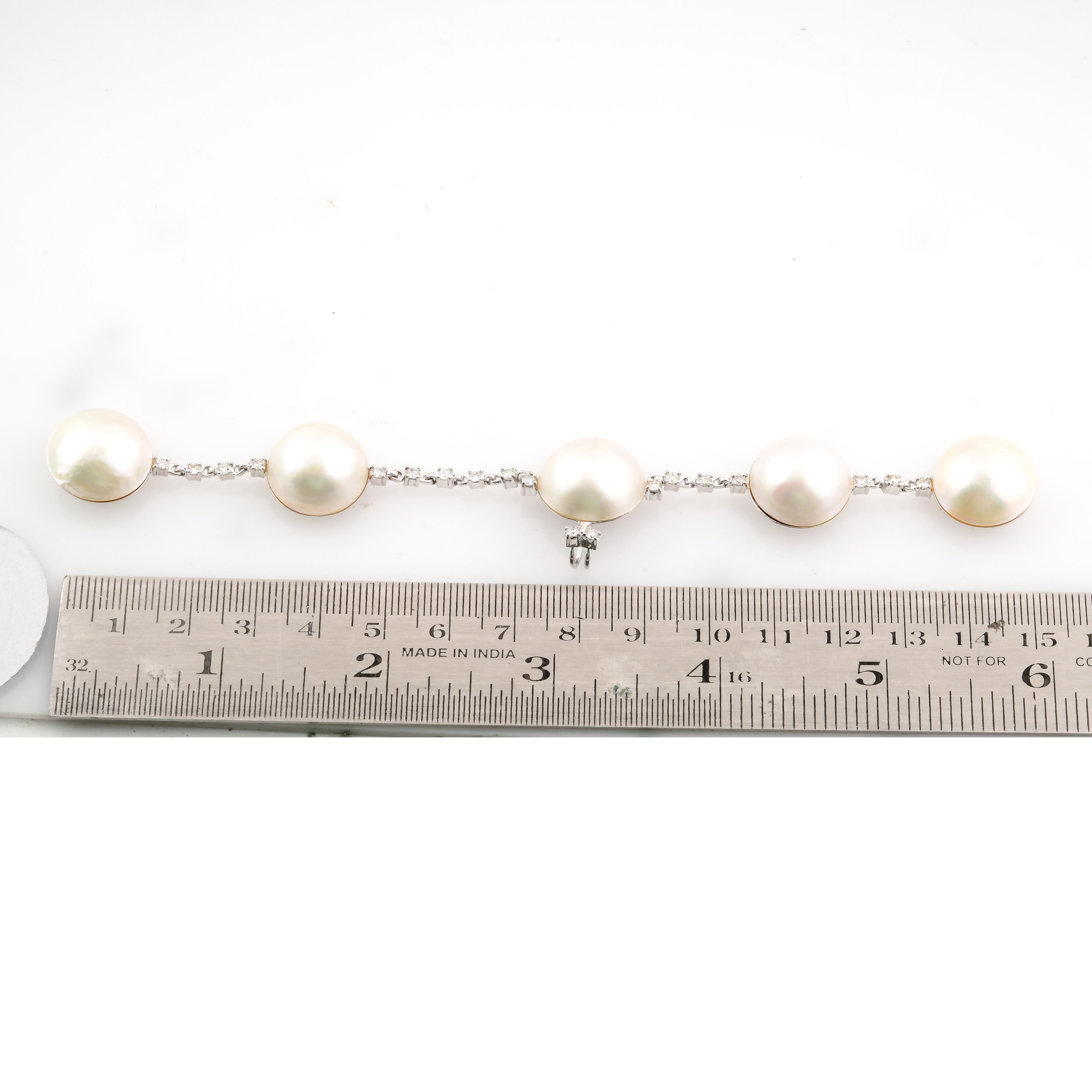 Modern Mother of Pearl Gemstone Dangle Pendant 18k White Gold Diamond Handmade Jewelry For Sale