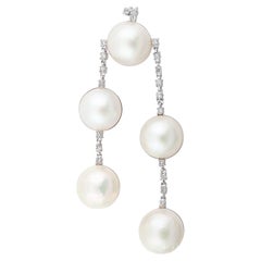 Mother of Pearl Gemstone Dangle Pendant 18k White Gold Diamond Handmade Jewelry