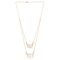 Madreperla Colgante Piedra Preciosa Collar de Diamantes Joyas de Oro Amarillo de 14 Kilates
