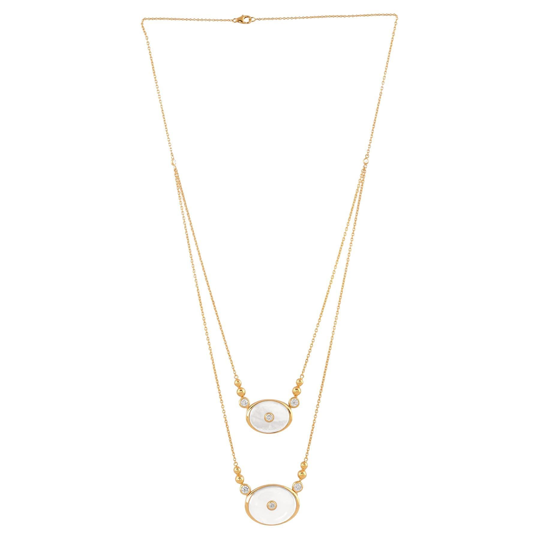 Mother of Pearl 0.26 Carats Diamond Gold Necklace For Sale at 1stDibs ...