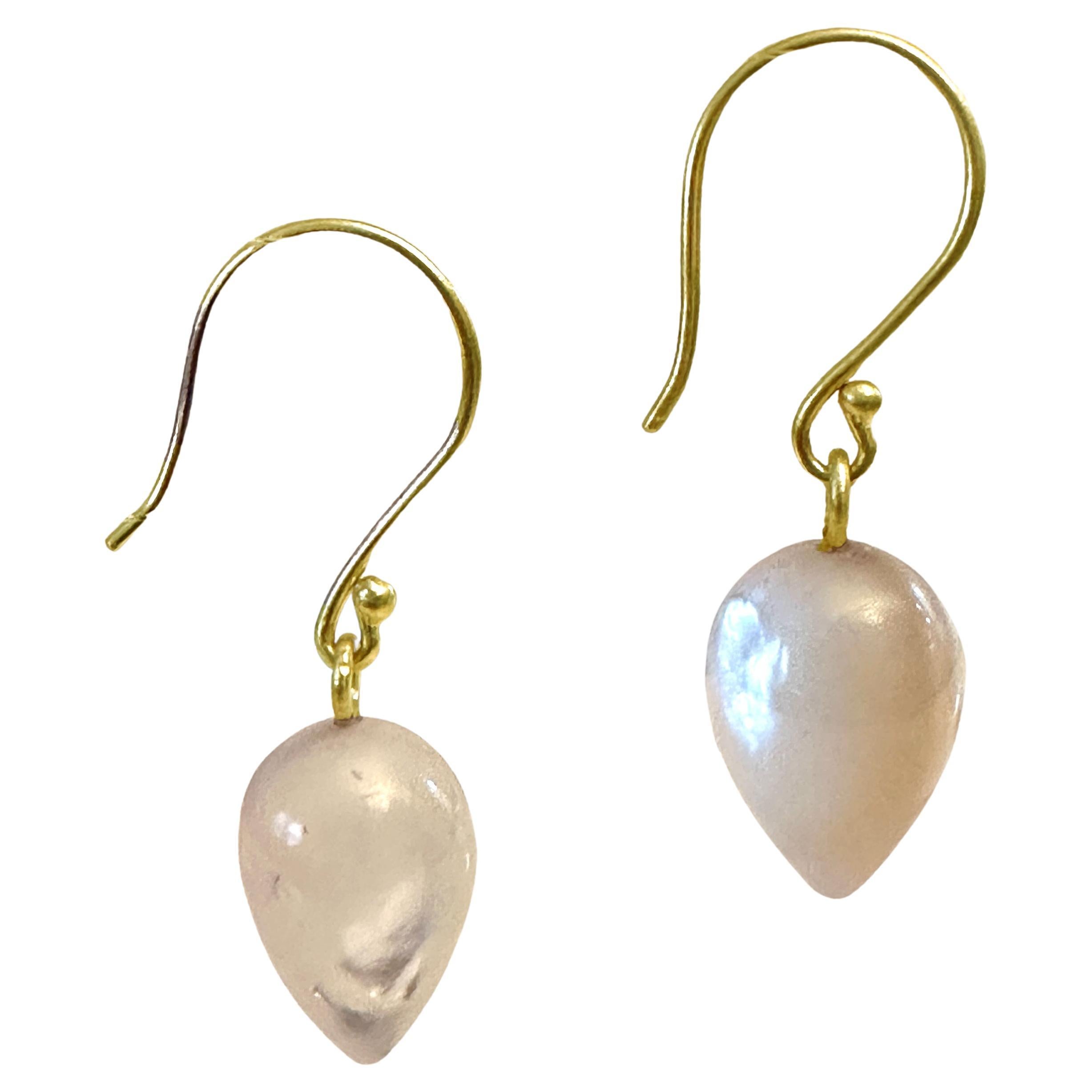 Mother of Pearl Gold Drop Earrings For Sale