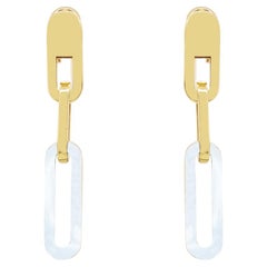 Mother of Pearl Gold Link Earrings 14k Gold Italian Made