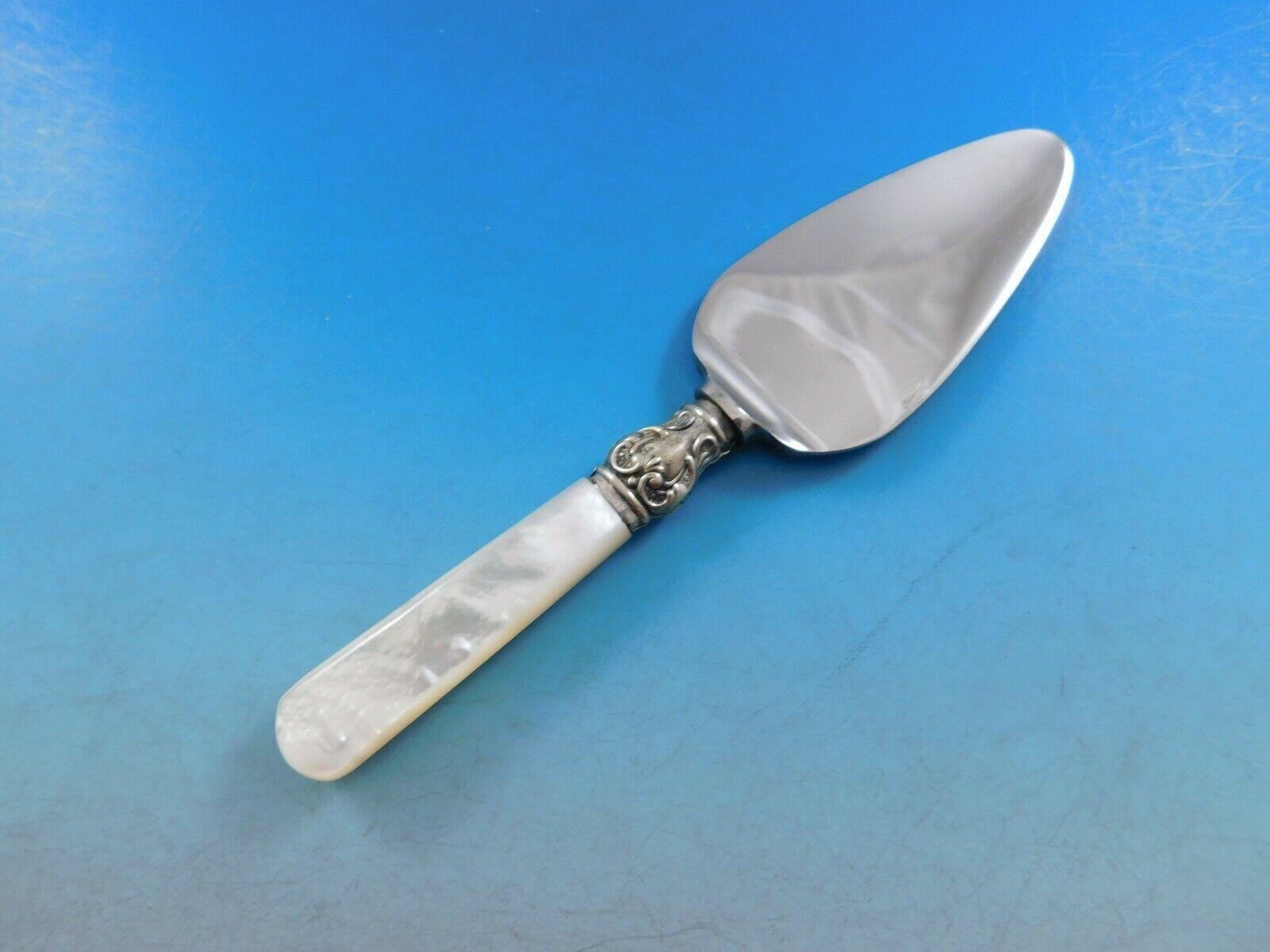 Mother of Pearl Handle Sterling Silver with Stainless Set Service 56 pieces In Excellent Condition In Big Bend, WI