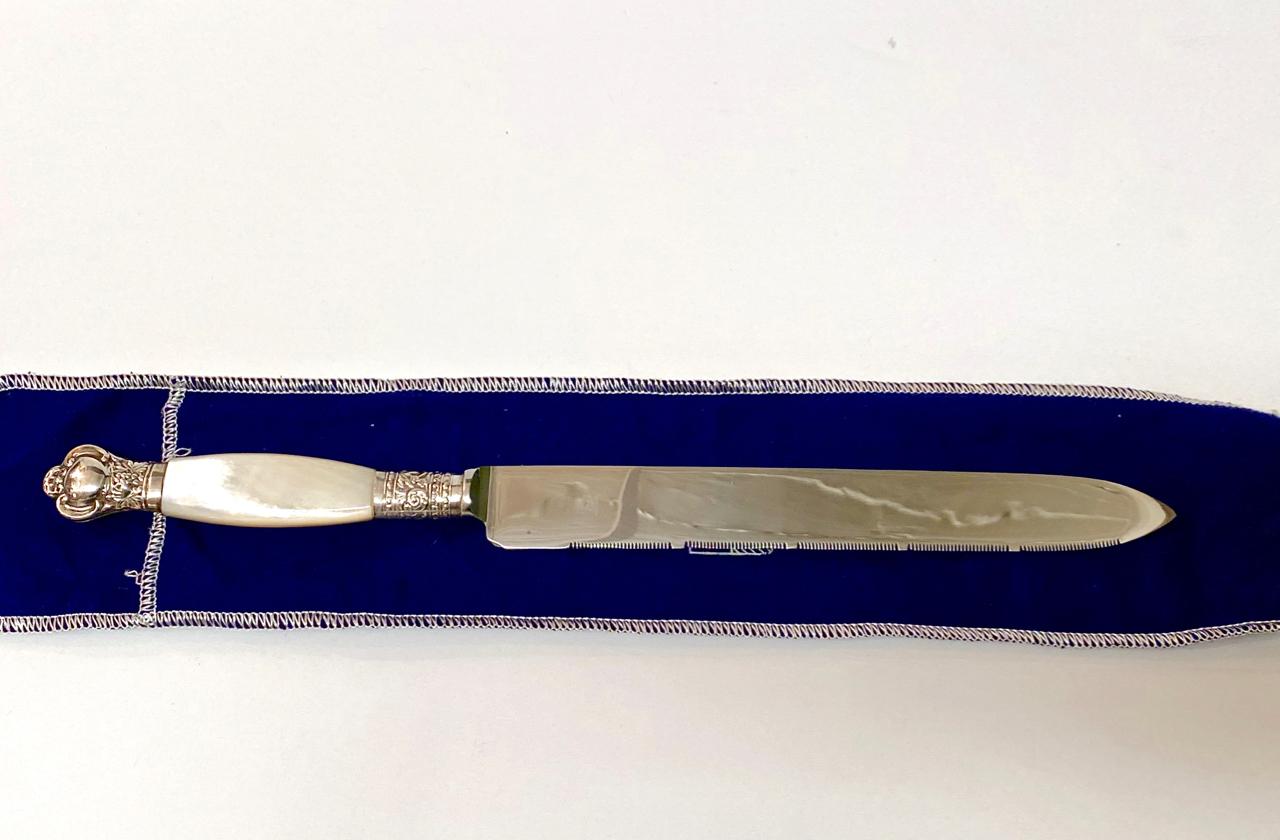 English Mother of Pearl Handled Carving or Cake Knife