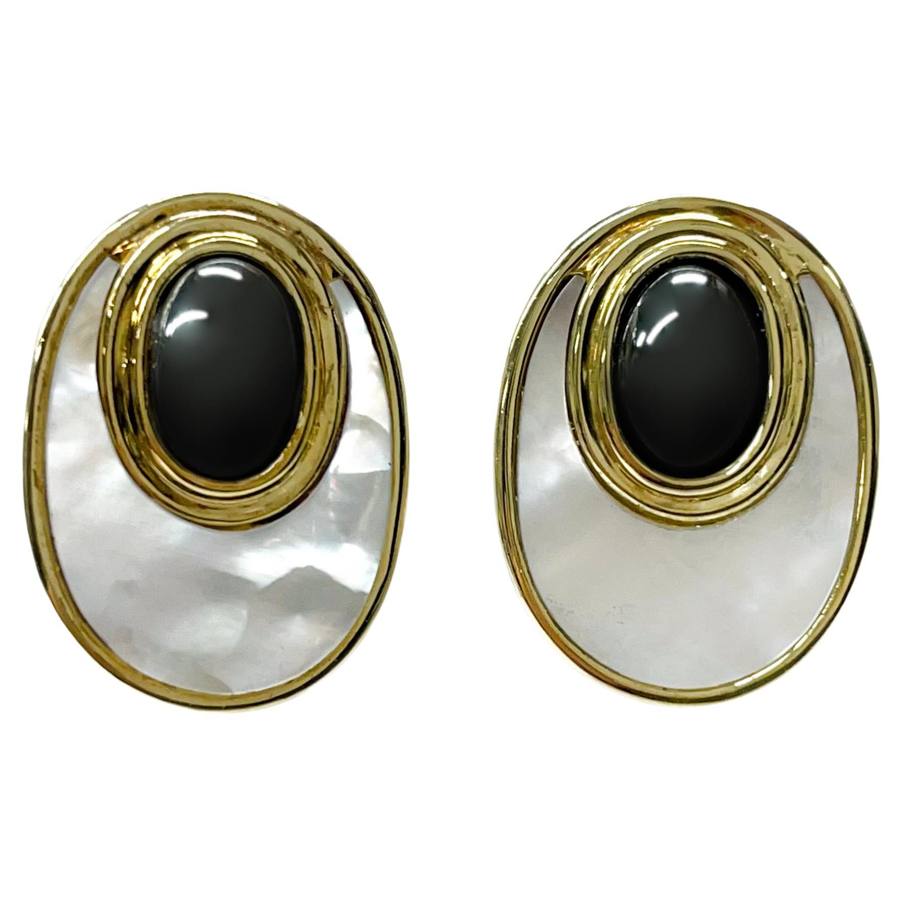 Mother of Pearl Hematite Earrings