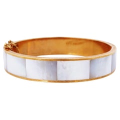 Vintage Mother of Pearl Hinged Bangle Bracelet, 1950s