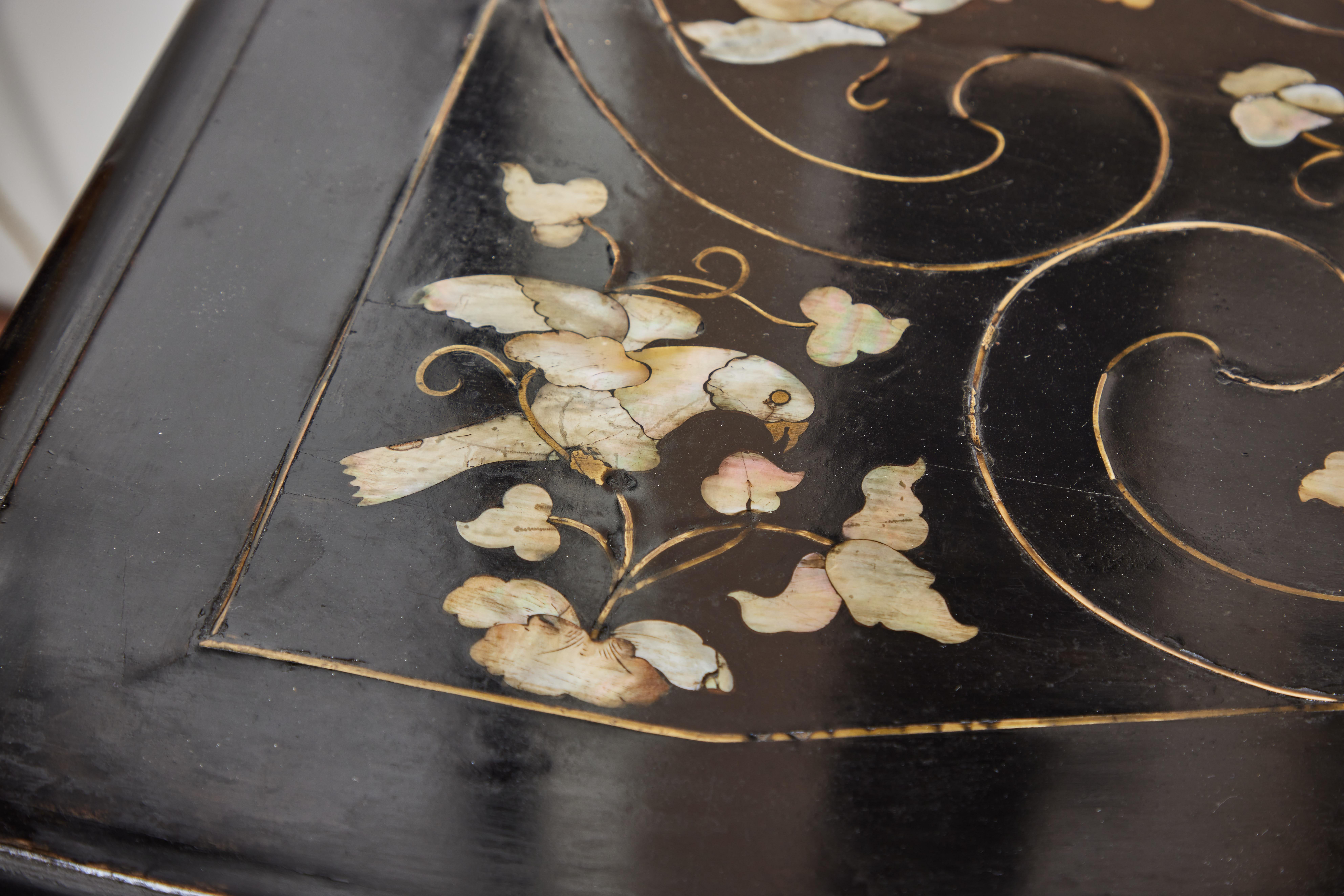 Italian Mother of Pearl Inlaid Ebonized Commode For Sale