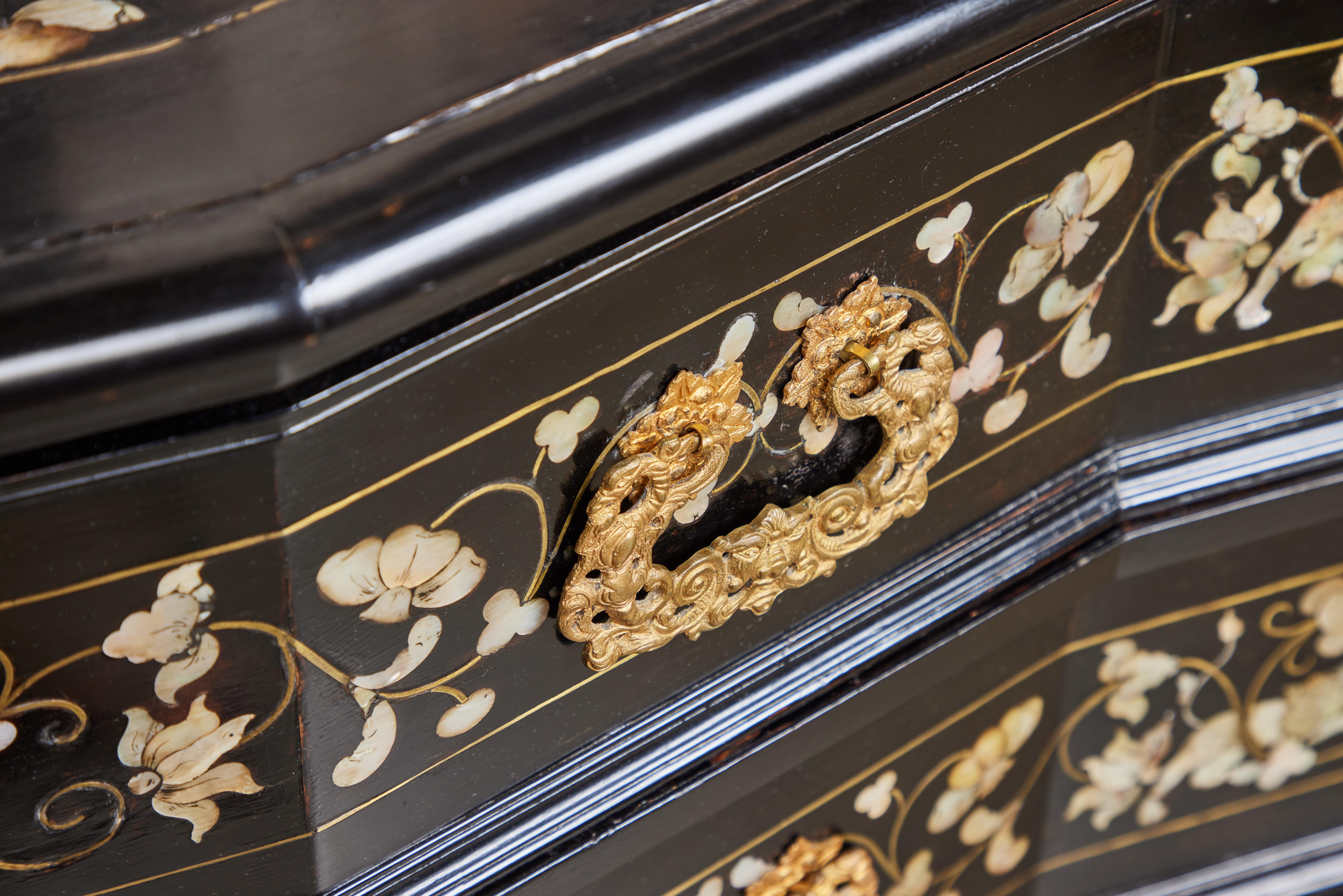 18th Century Mother of Pearl Inlaid Ebonized Commode For Sale