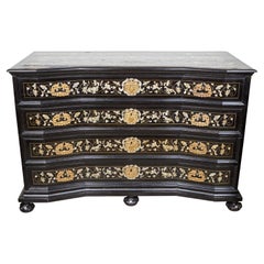 Mother of Pearl Inlaid Ebonized Commode