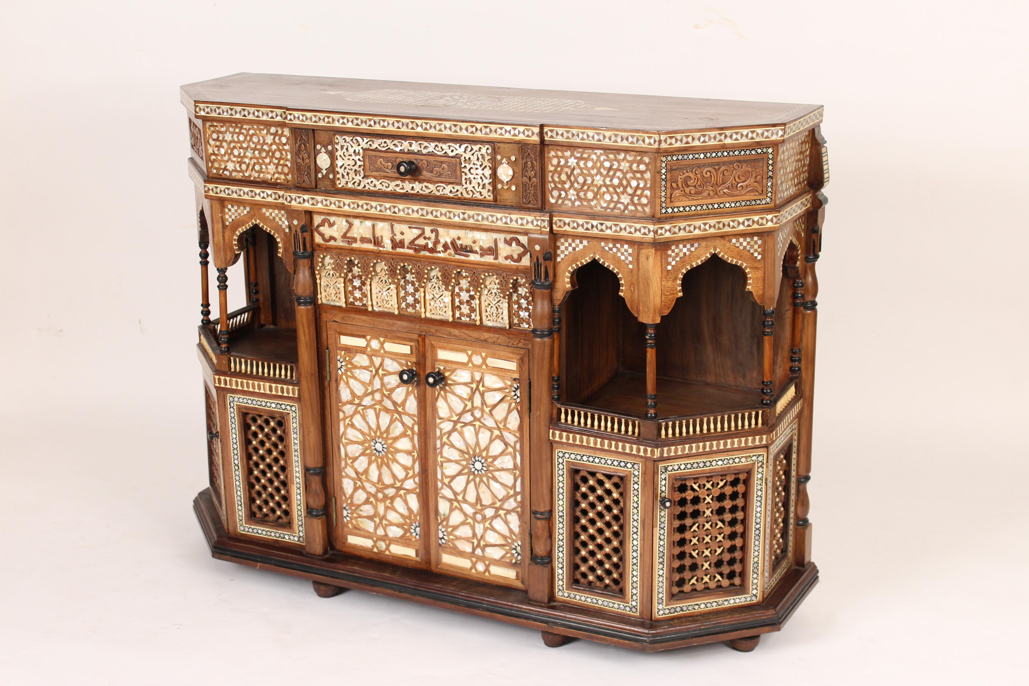 Moorish Mother of Pearl Inlaid Middle Eastern Cabinet