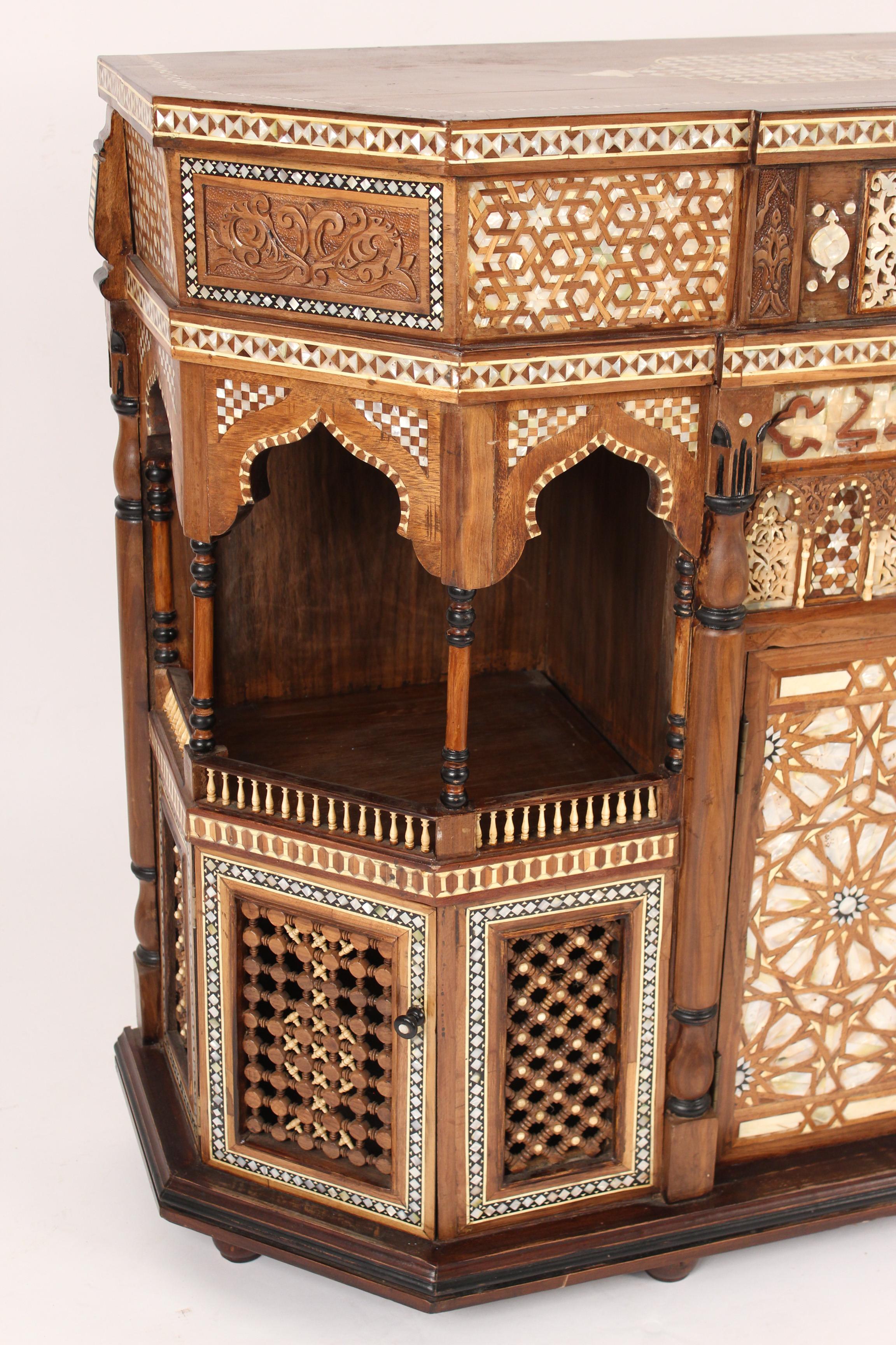 Bone Mother of Pearl Inlaid Middle Eastern Cabinet