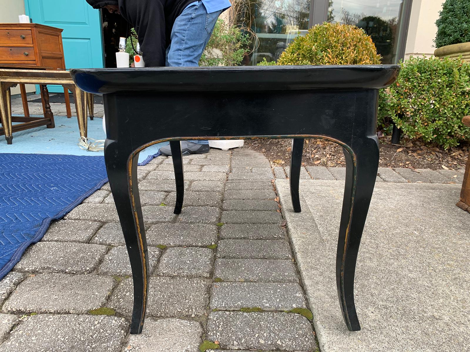 Mother of Pearl Inlaid and Painted Black Coffee Table For Sale 6