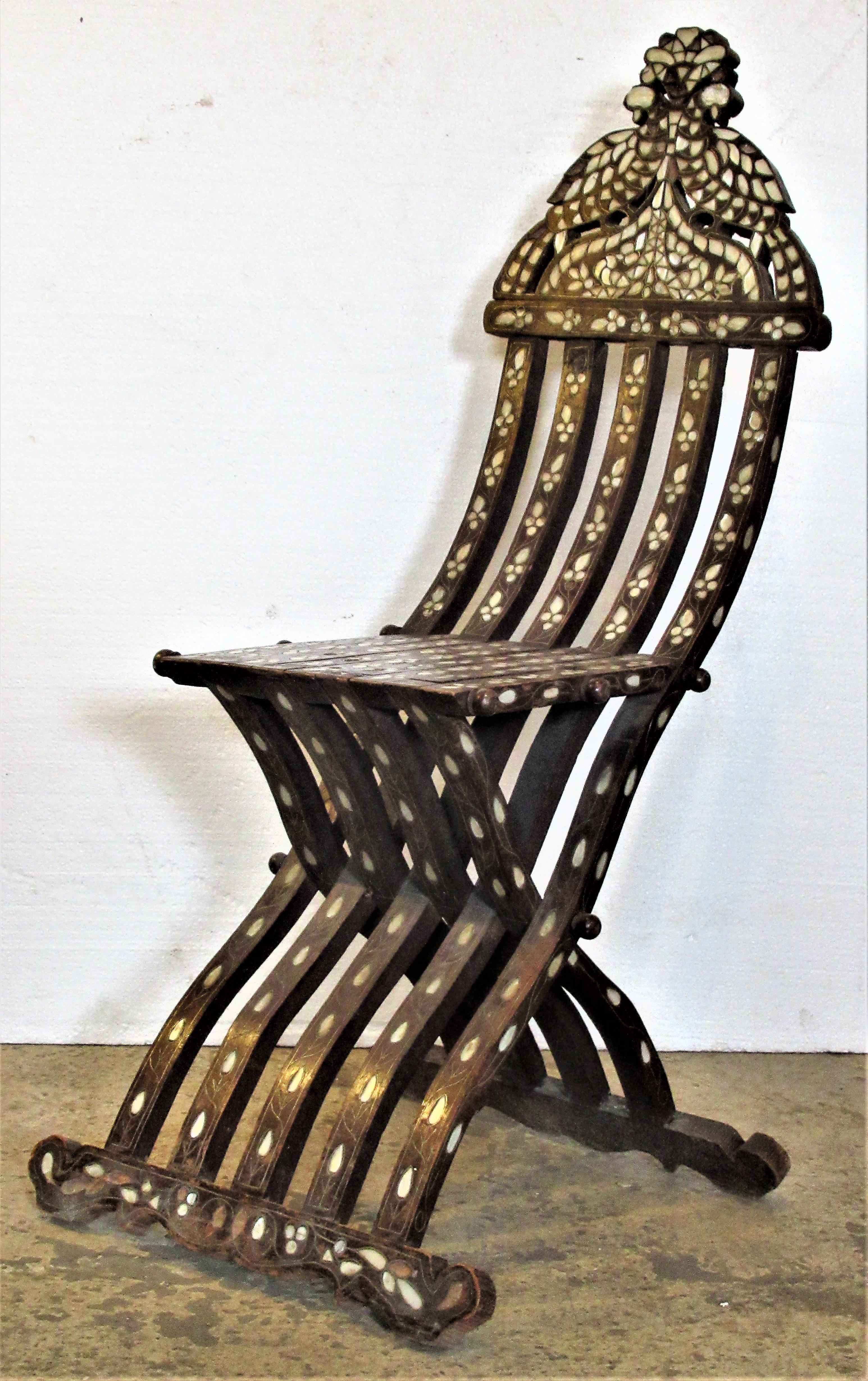  Mother of Pearl Inlaid Syrian Folding Chair 3