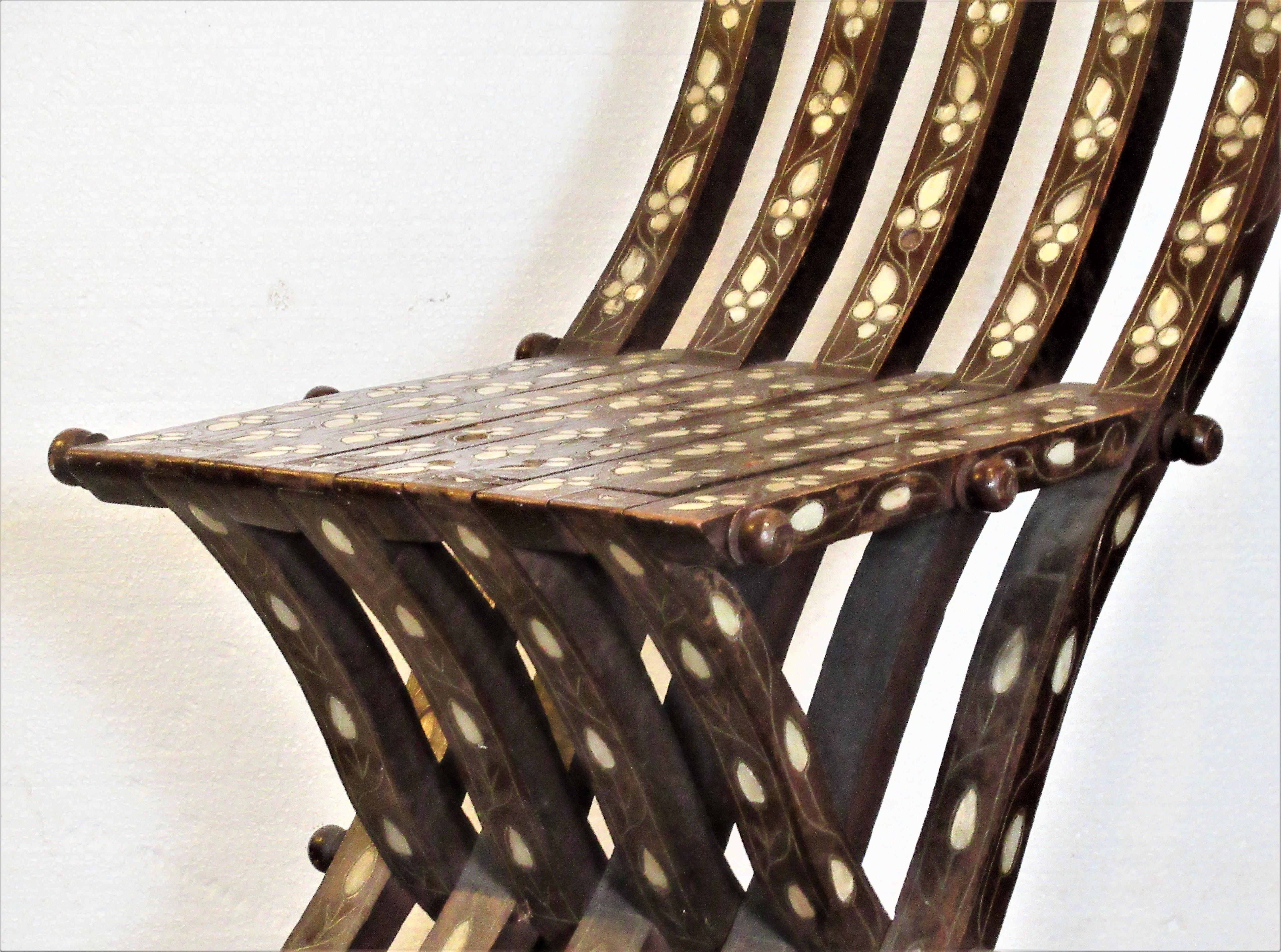  Mother of Pearl Inlaid Syrian Folding Chair 5