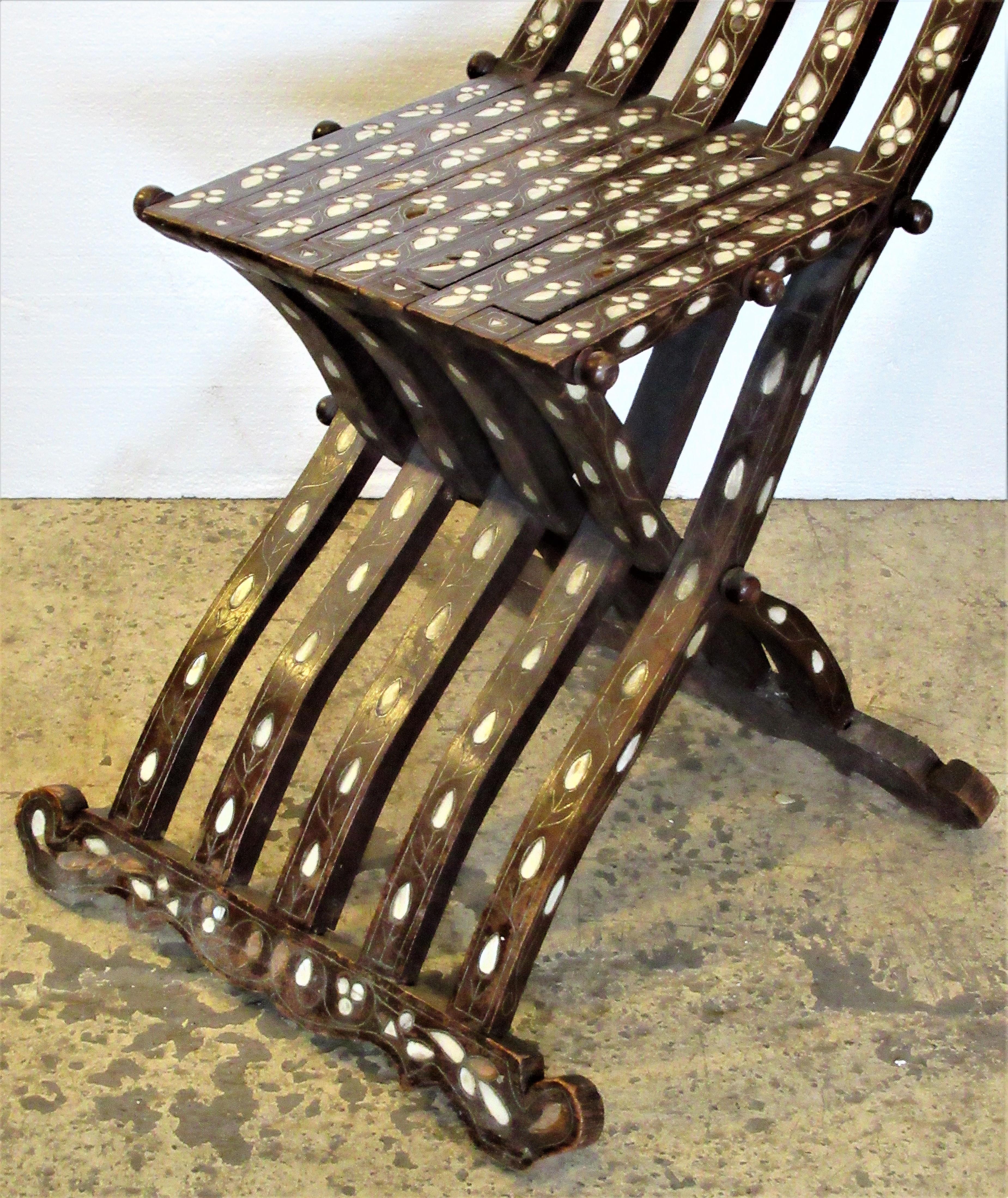  Mother of Pearl Inlaid Syrian Folding Chair 6