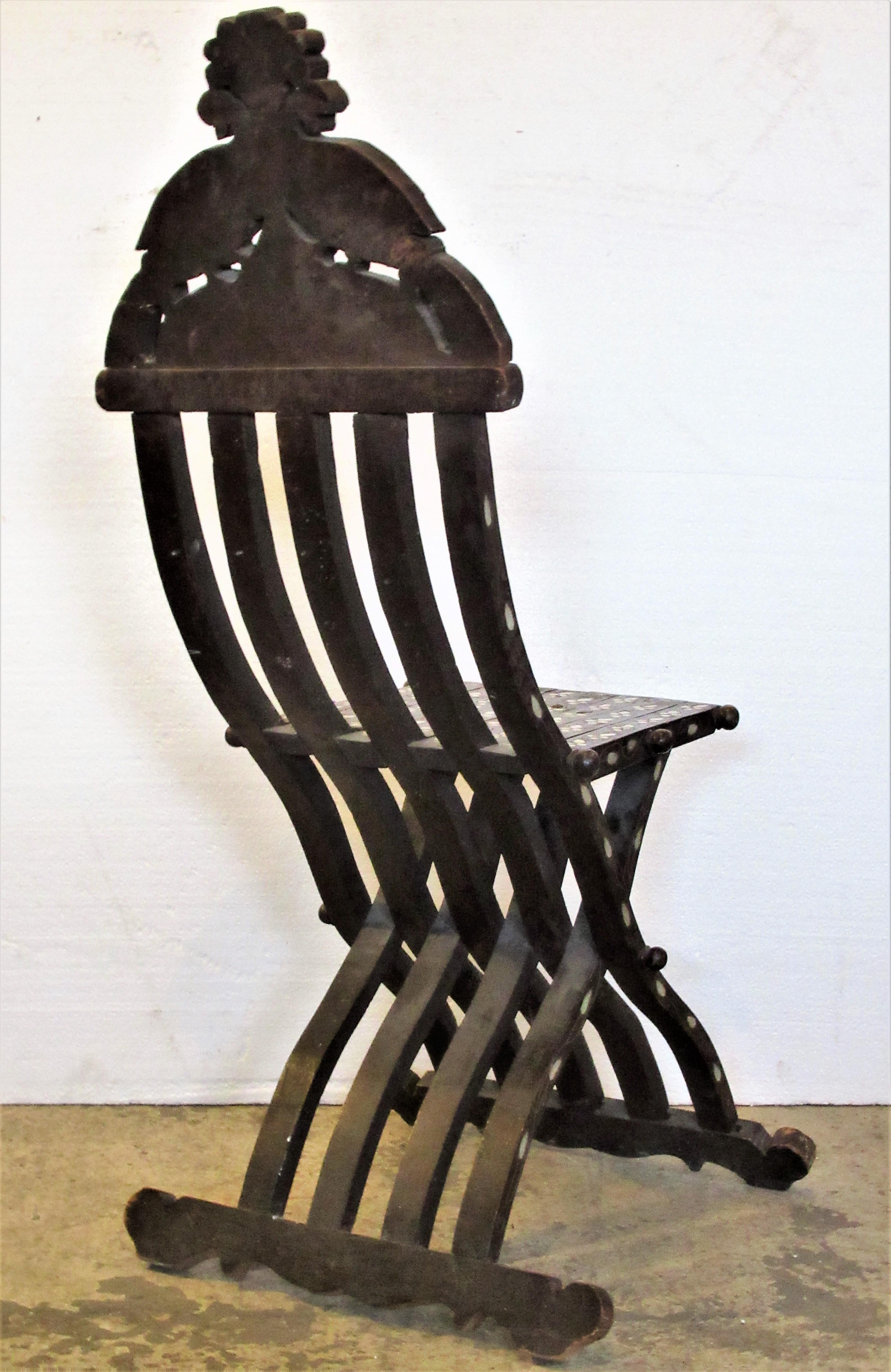  Mother of Pearl Inlaid Syrian Folding Chair 1