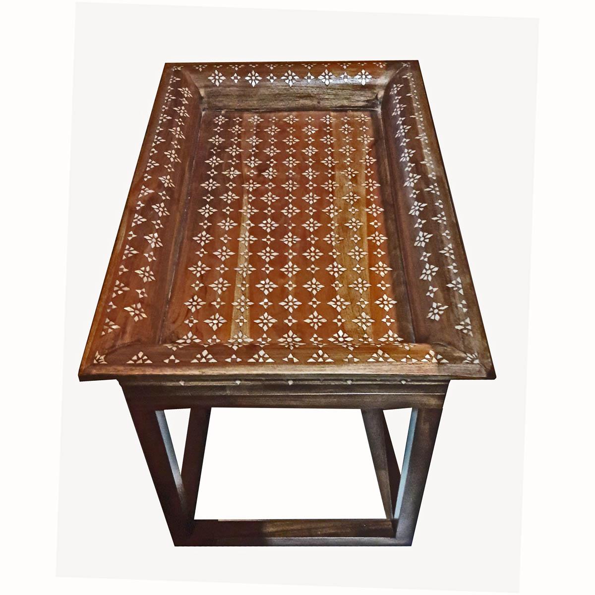Inlay Mother-of-Pearl Inlaid Tray Table from India