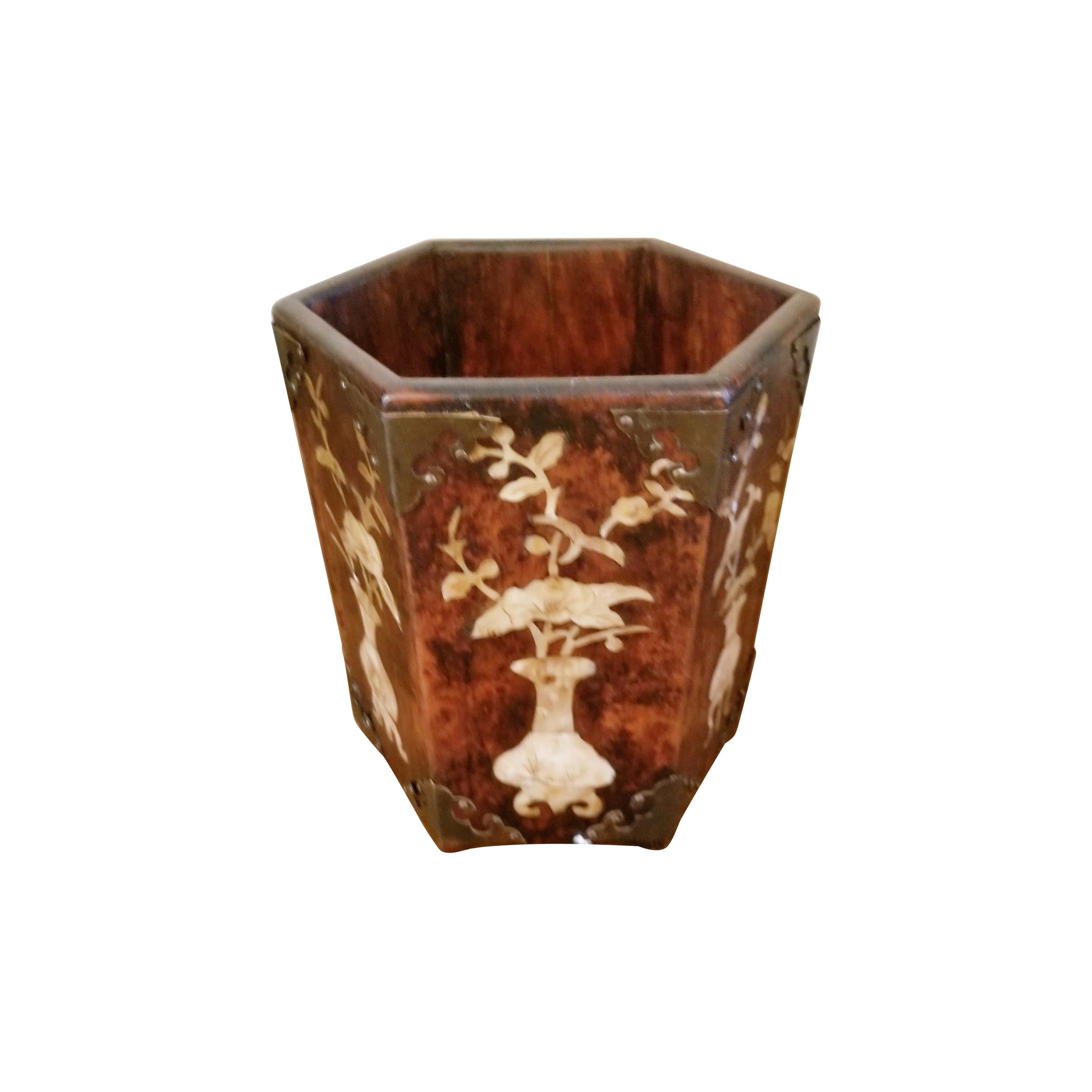 Mother of Pearl Inlay Cache Pot For Sale