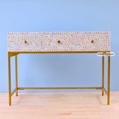 Mother of Pearl Inlay Floral Console Table by House of Jaipur