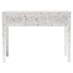 Mother of Pearl Inlay Floral Console Table by House of Jaipur