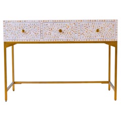 Mother of Pearl Inlay Floral Console Table by House of Jaipur