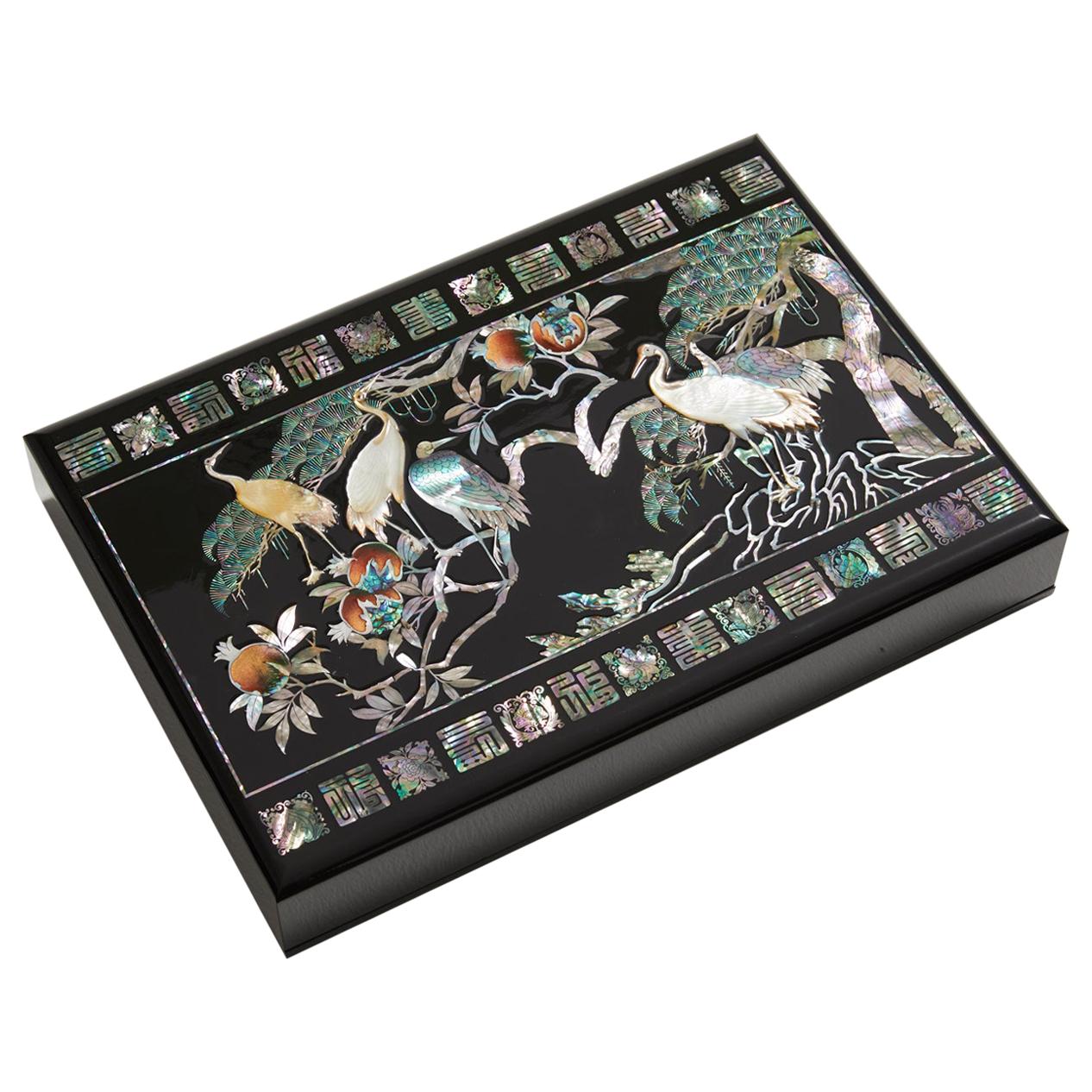 Mother of Pearl Lacquer Box with Ten Longevity Symbols by Arijian