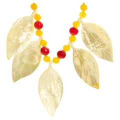 Madreperla Foglie Agate Colorate Collana di foglie in argento Sterling Intini