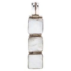 Retro Mother-of-Pearl Line Pendant, Sterling Silver, White Shell