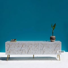 Mother of Pearl Low-Profile Media Console with Cord Escapes by House of Jaipur
