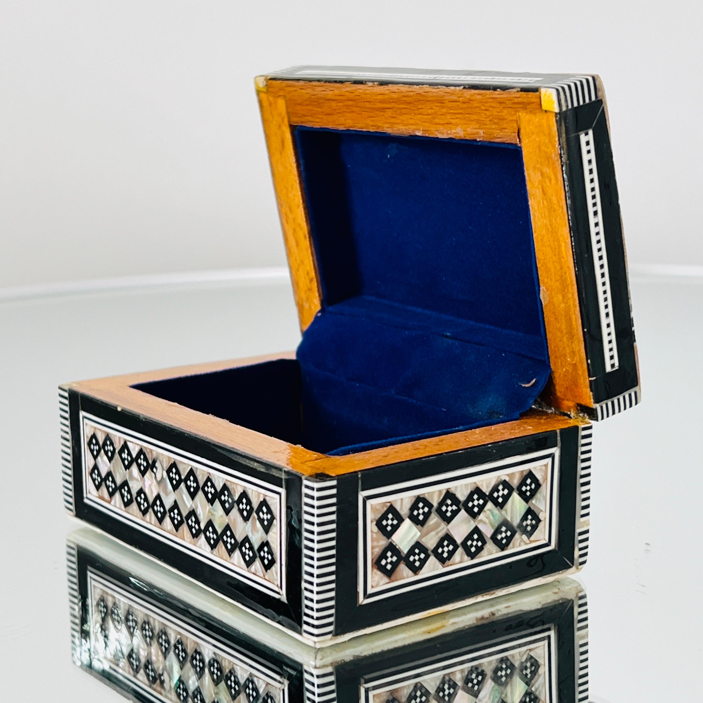 Mid-20th Century Mother of Pearl Mosaic Inlay Trinket Box, Middle Eastern, c. 1960's For Sale