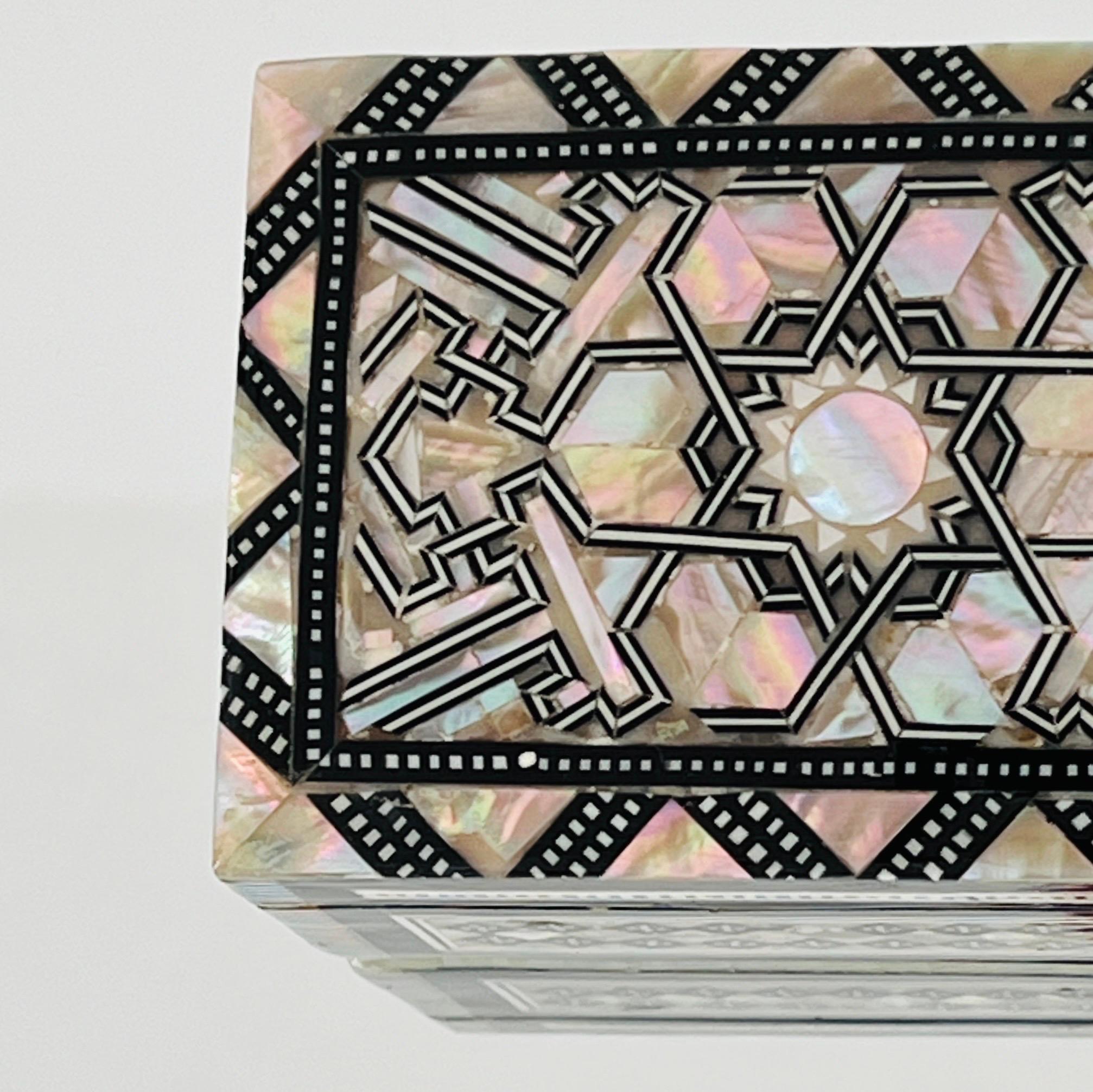 Mother of Pearl Mosaic Inlay Trinket Box, Middle Eastern, c. 1960's For Sale 1