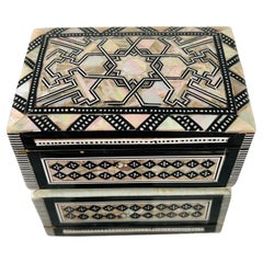 Mother of Pearl Mosaic Inlay Trinket Box, Middle Eastern, c. 1960's