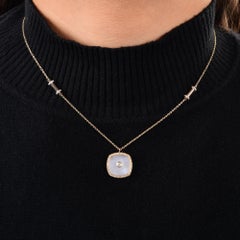 Collana con ciondolo con diamante aureolato Mother Nature in oro giallo 18 carati
