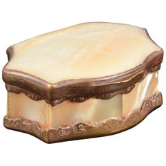 Antique Mother of Pearl or Nacre Box with Bronze Frame, 19th Century