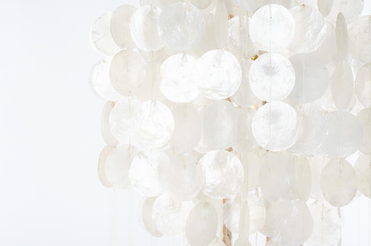 Mother-of-Pearl Mother-of-pearl pendant light, 1960s For Sale
